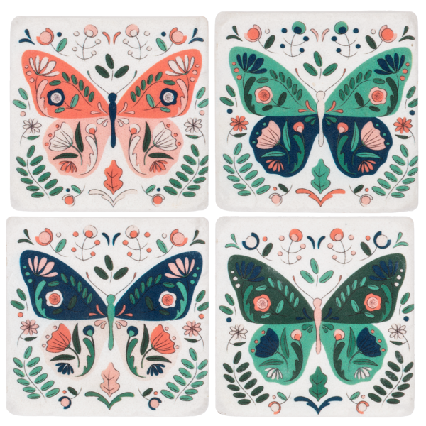 Boho Butterfly Coaster Set 4