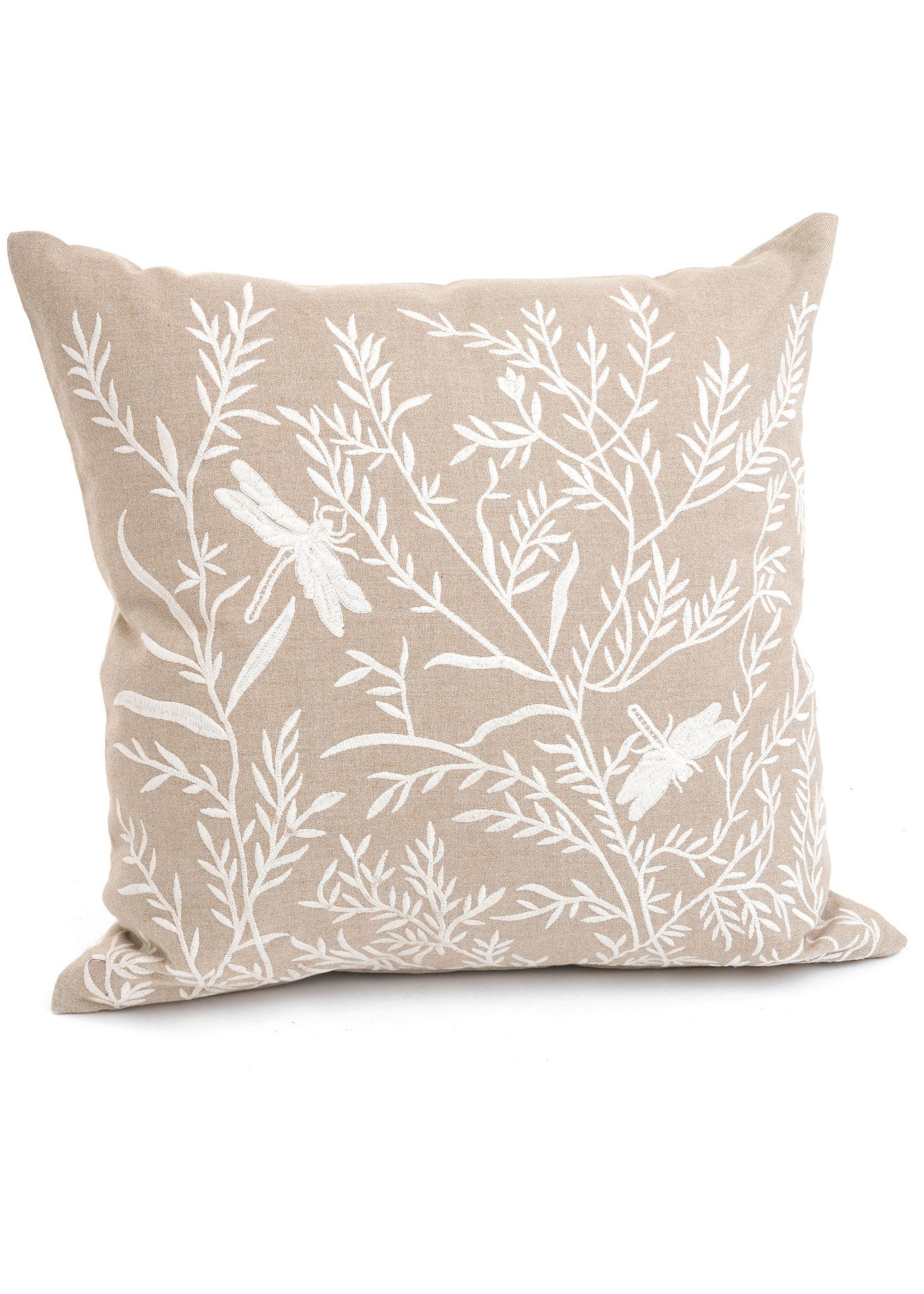 Natural Colour Cushion With Dragonfly