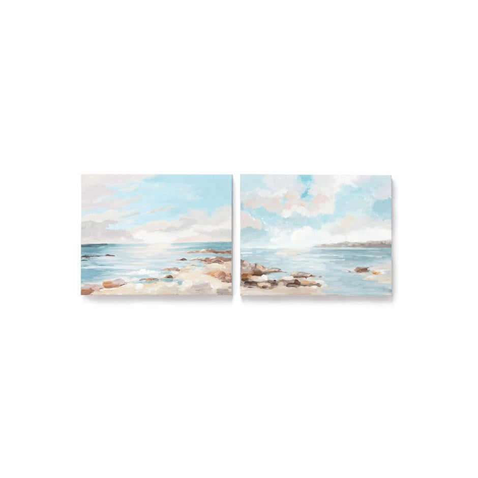 Coastal Scene Painting Set of 2 Hand Painted