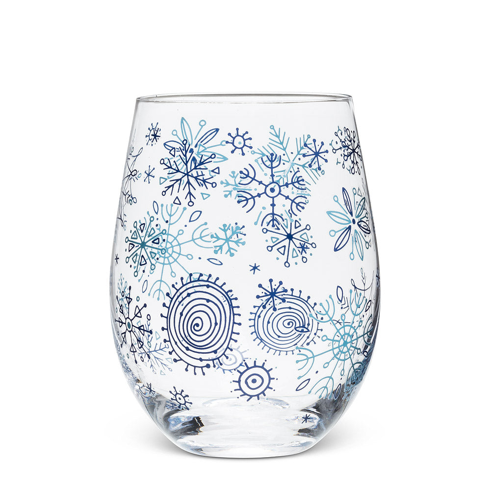 Blue Snowflake Wineglass