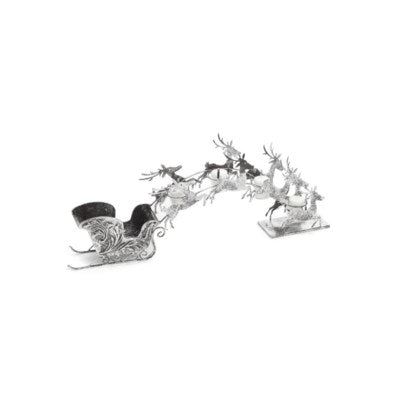 Metal Christmas Silver Reindeer & Sleigh Table Centrepiece
