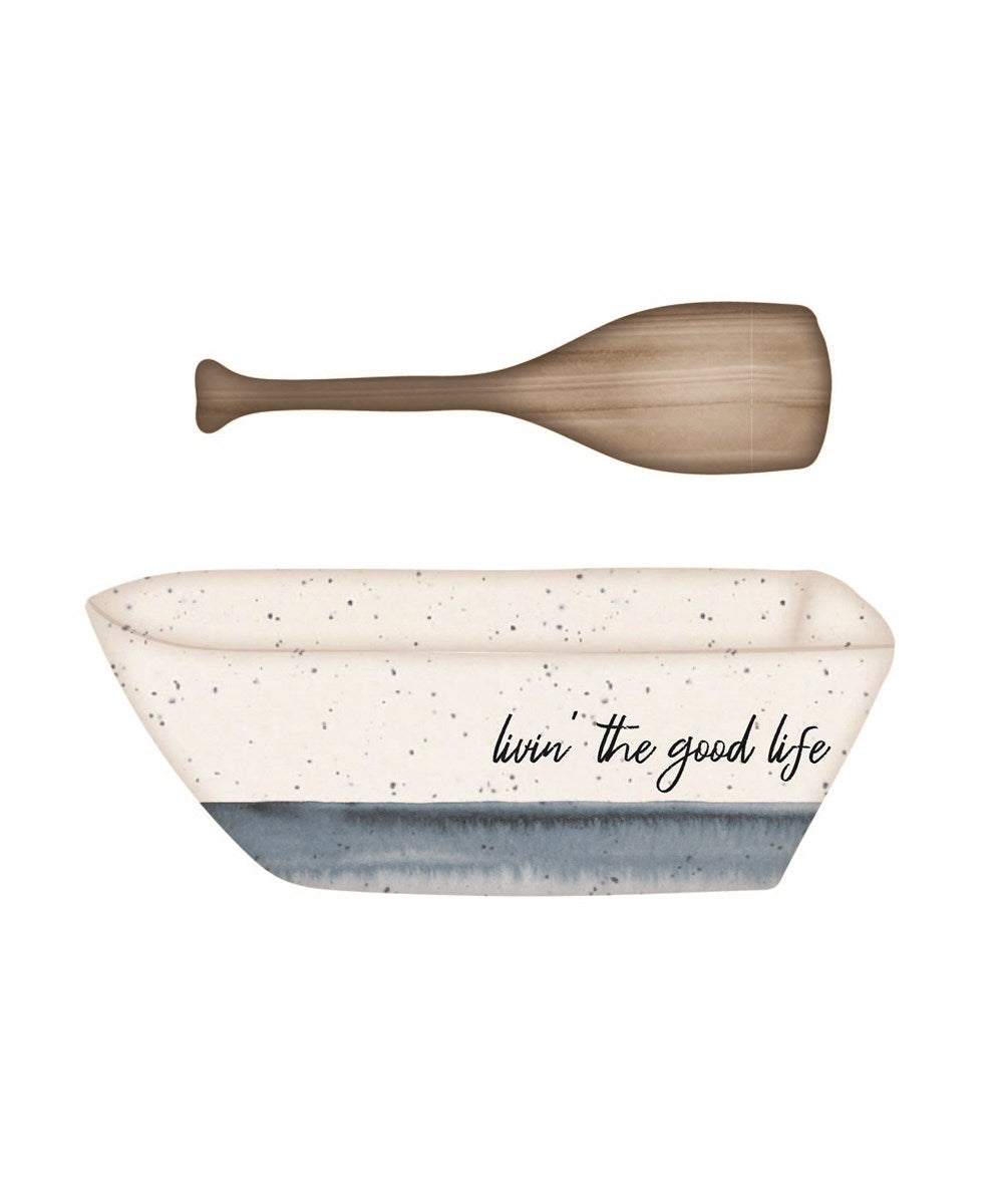 Boat Serving Bowl w/Paddle Spoon