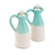 Oil Vinegar Bottle Set 2 White/Turquoise Ceramic
