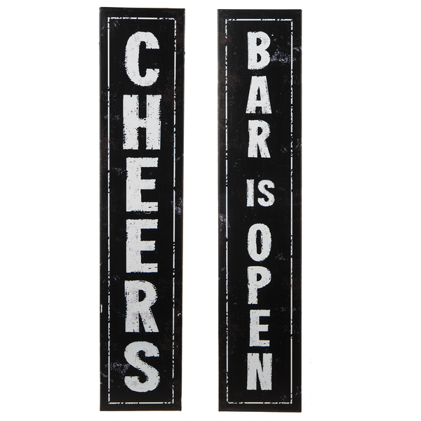 "Bar is Open & Cheers" Tabletop Sign with Easel
