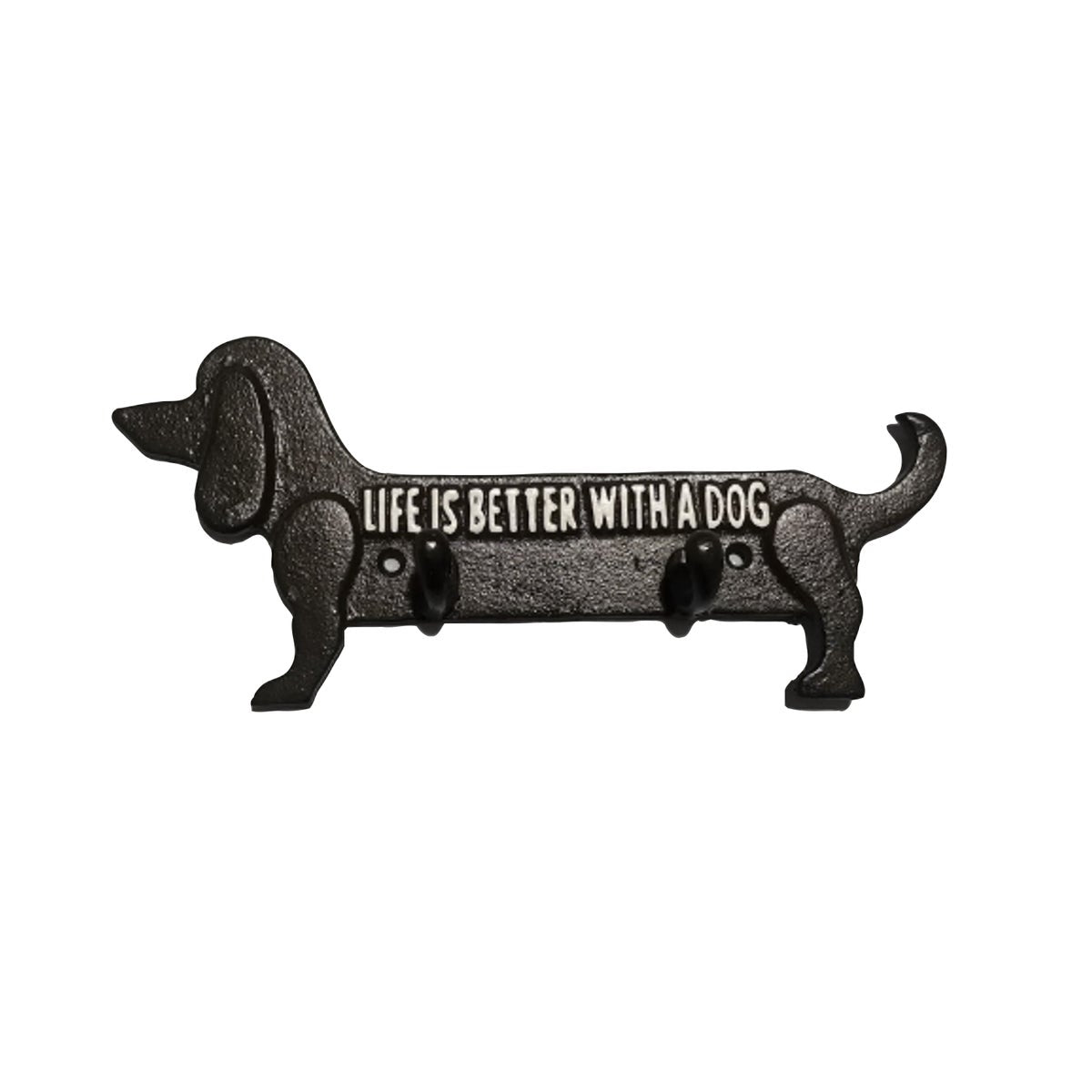 "Dachshund Cast Iron Hook with "Life is Better With a Dog